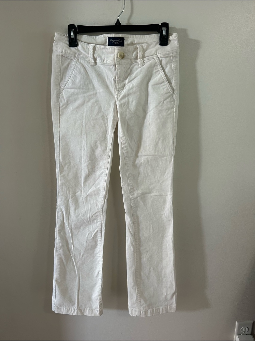 American Eagle Stretch White Pants Low Rise Straight Y2K Preppy Casual Women’s 2